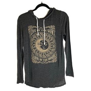 [MOON CHILD] Long Sleeve Pullover Graphic Print Sweatshirt Top Moon Sun Bling M